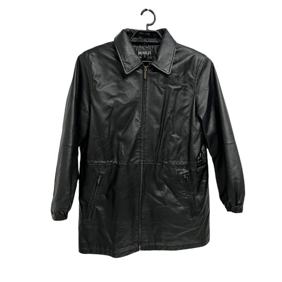 Bromley Sport men's 100% leather coat black full zip up sherpa lined size M - Picture 2 of 14